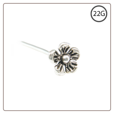 925 Sterling Silver Straight Nose Stud 4.5mm Flower 22G