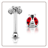 925 Sterling Silver Nose Bone 2.5mm Lady Bug Open Wing