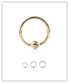 14KT Yellow Gold Fixed Captive Bead Nose Hoop