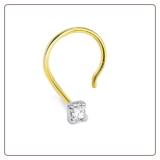 14KT Yellow Gold Nose Screw Stud 2mm Princess Cut Genuine Diamond Square EF VVS 20G 14KT Yellow Gold Nose Screw Stud 2mm Princess Cut Genuine Diamond Square EF VVS 20G