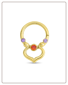 14KT Yellow Gold Nose Ring Hoop Helix Ear Cartilage Padparadscha + Purple 16G