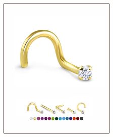 18KT Yellow Gold Plated 925 Sterling Silver Nose Stud Prong CZ 22G