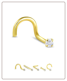 Gold Plated 316L Surgical Steel Nose Stud Clear Prong Set CZ