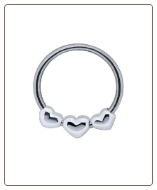 316L Surgical Steel Heart Captive Bead Nose Ring, Tragus, Ear Cartilage Hoop 5/16" - 8mm 16G