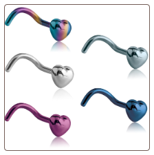 **BLOW OUT SALE**  Heart Nose Screw Ring 316L Surgical Steel 18G