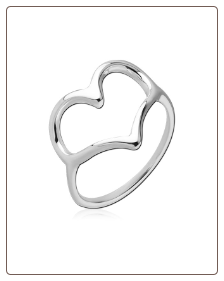 925 Sterling Silver Lovelia Hollow Heart Ring Size 6 or 7