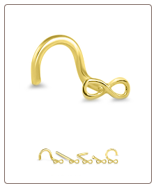 14KT or 10KT Yellow Gold Nose Screw Infinity
