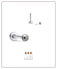 316L Surgical Steel Labret Style Nose Ring Stud Monroe Labret Threadless Push Pin Ball