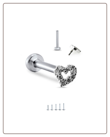 316L Surgical Steel Labret Style Nose Monroe Stud Ring Screw Post Heart