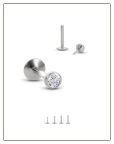 316L Surgical Steel Labret Screw Nose Stud 2mm Clear 20G