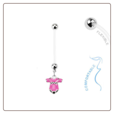 **BLOW OUT SALE** Maternity Pregnancy Navel Ring Pink Onesie 14G