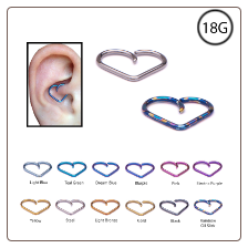 Niobium Heart Design Ear Cartilage Rook Tragus Helix Jewelry 3/8" 18G
