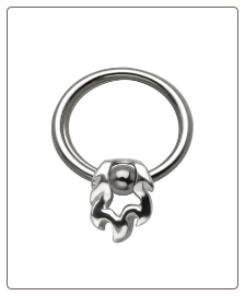 316L Surgical Steel or Titanium Flame Captive Bead Charm Nose Ring, Tragus, Ear Cartilage Hoop
