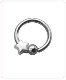 316L Surgical Steel or Titanium Star Captive Bead Charm Nose Ring, Tragus, Ear Cartilage Hoop