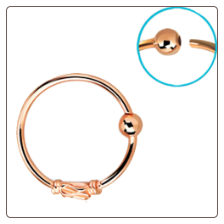 Rose Gold Plated 925 Sterling Silver Nose Ring Hoop 5/16" Bali Style Wire Design 22G