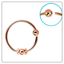 Rose Gold Plated 925 Sterling Silver Nose Ring Hoop Ball Wire 5/16" 22G