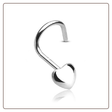 925 Sterling Silver Nose Screw Heart 20G