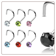 925 Sterling Silver Nose Screw Round 3mm CZ 20G