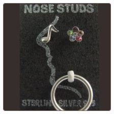 **BLOW OUT SALE** 925 Sterling Silver Nose Studs Pins Bones Mixed 3 Pack With Ring