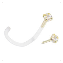 14KT Gold BioFlex Nose Screw 1.5mm CZ 18G 14KT Gold BioFlex Nose Screw 1.5mm CZ 18G