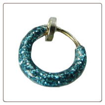 **BLOW OUT SALE** 925 Sterling Silver Sparkly Aqua Fake Nose Ring Hoop 5/16"