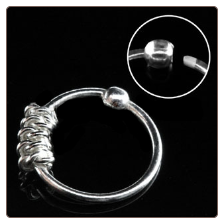 925 Sterling Silver Nose Ring Hoop 5/16 Twisted Wire Design 22G