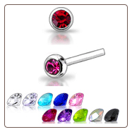 925 Sterling Silver Nose Studs Pins Straight or L Bend Bezel