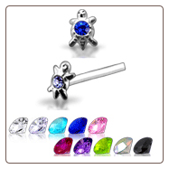 925 Sterling Silver Nose Studs Pins Straight or L Bend Turtle CZ