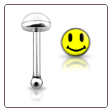 925 Sterling Silver Nose Bone 2mm Happy Face