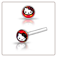 925 Sterling Silver Nose Studs Pins Straight or L Bend Hello Kitty