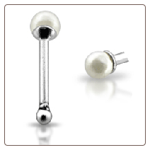 925 Sterling Silver Nose Bone 2mm Pearl