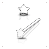 925 Sterling Silver Nose Stud Silver 2mm Star
