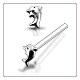 925 Sterling Silver Nose Stud Straight or L Bend Silver Dolphin