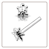 925 Sterling Silver Nose Stud Straight or L Bend Silver Turtle