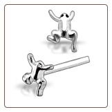 925 Sterling Silver Nose Stud Straight or L Bend Silver Frog