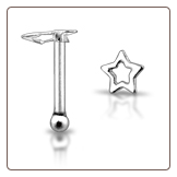 925 Sterling Silver Nose Bone Silver Hollow Star