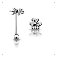 925 Sterling Silver Nose Bone Silver 3mm Flower Coil