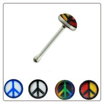 **BLOW OUT SALE** 925 Sterling Silver Nose Bone 3mm Peace Sign Choose Your Color 22G