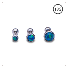 **BLOW OUT SALE** 3 Pack Ear Cartilage Tragus Helix Studs Green Opals 316L Surgical Steel 18G
