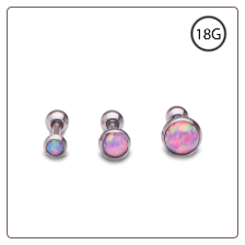 **BLOW OUT SALE** 3 Pack Ear Cartilage Tragus Helix Studs Pink Opals 316L Surgical Steel 18G