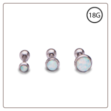 **BLOW OUT SALE** 3 Pack Ear Cartilage Tragus Helix Studs White Opals 316L Surgical Steel 18G