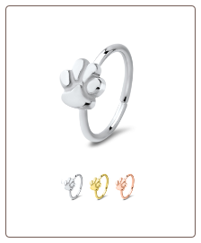 316L Surgical Steel Nose Ring Helix Daith Ear Cartilage Paw Print Hoop Choose Your Color 5/16" 20G