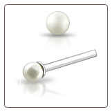 925 Sterling Silver Nose Studs Pins Straight or L Bend 2mm Pearl