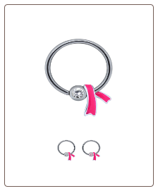 316L Surgical Steel or Titanium Pink Ribbon Captive Bead Charm Nose Ring, Tragus, Ear Cartilage Hoop 316L Surgical Steel or Titanium Pink Ribbon Captive Bead Charm Nose Ring, Tragus, Ear Cartilage Hoop