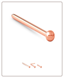 Rose Gold Plated 925 Sterling Silver Nose Stud Ring Ball - Choose Your Ball Size & Style 22G