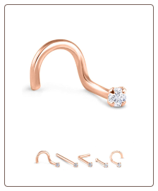 Rose Gold Plated 316L Surgical Steel Clear Prong Set CZ