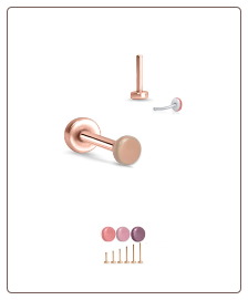 Rose Gold Plated 316 Stainless Steel Labret Style Nose Stud Threadless Push Pin 2mm Skin Tone Disc 20G 18G 16G