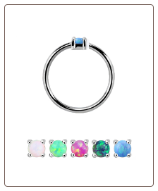 925 Sterling Silver Nose Ring Tragus Daith Helix Ear Cartilage Septum Hoop 1.5mm Faux Opal 20G