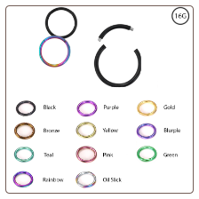 Nose Ring Titanium Hoop Septum Segment 5/16 7.9mm Choose Color 16G
