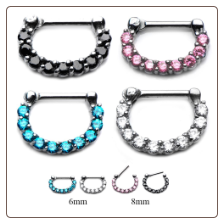 **BLOW OUT SALE** 316L Surgical Steel Septum Clicker Daith Nose Ring Hoop CZ Ring 16G
